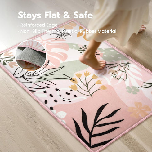 2x3 Joiedomi Door Mat Indoor Entrance Machine Washable Art Floral Small Rugs for Entryway Non-Slip Rubber Backing Bath