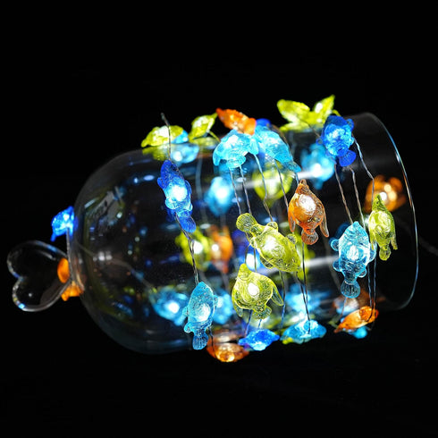 14ft 40 8 Decorman Tropical Fishes Decorative String Lights, LED Modes Cool White Weatherproof Battery Operated Ocean