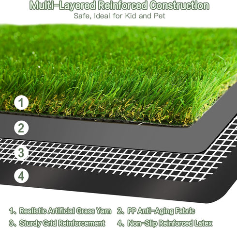 3 5 1.38" Artificial Turf Grass FT x FT, Fake Grass Pile Synthetic Rug Outdoor Indoor, Realistic Grass Carpet Mat