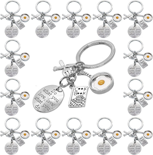PHAETON 20PCS Kitchen Home Cooking Key Ring, Small Charm Chef Keychain Baking Accessories for Kitchen Lovers