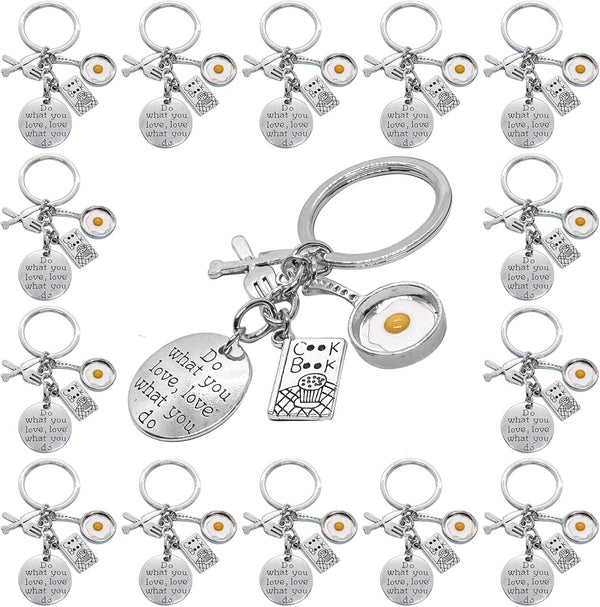 PHAETON 20PCS Kitchen Home Cooking Key Ring, Small Charm Chef Keychain Baking Accessories for Kitchen Lovers
