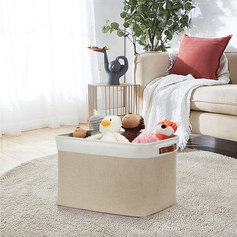 DULLEMELO Storage Baskets Large 16"x12"x12" Fabric Bins for Organizing, Collapsible Linen Shelf Baskets for Clothes