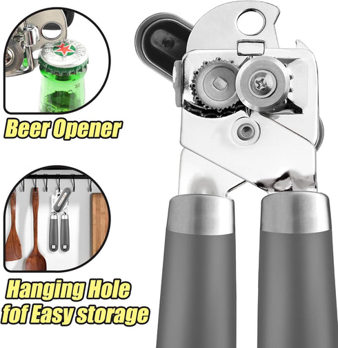 Can Opener, No-Trouble-Lid-Lift Manual Handheld with Magnet, Smooth Edge Safe Cut for Seniors