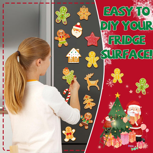 36 Pieces Christmas Magnets, Merry Christmas Fridge Magnet Stickers for Holiday Decoration (Gingerbread)