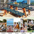 HobbLab Rv,72in,Blue-gray Picnic Table Cover with Bench Covers Portable Table Cloth Built-in Storage Pocket Fitted