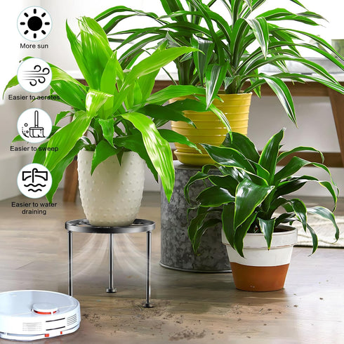Garden Gifts Plant Lovers Gifts Black Metal Plant Stand with Anti-Slip Base Rustproof Heavy Duty Decorative Round