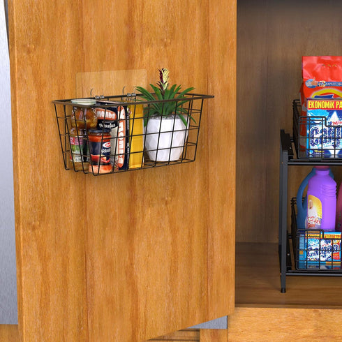 MaraFansie 3 Pack Over the Cabinet Door Organizer, Wall Wire Baskets for Kitchen, Bathroom, and Pantry Storage