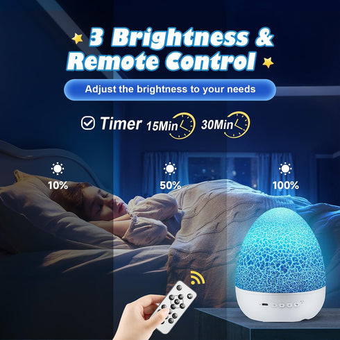 Dinosaur Night Light for Kids, 21 Lighting + 6 Films, 360° Rotate + Remote, 10 Sound Projector Night Light
