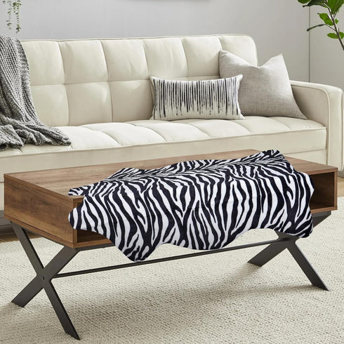 Zebra Print Rug, 3.6x2.5 Feet, Faux Animal Print, Non-Slip Area Rug for Living Room Bedroom Decor