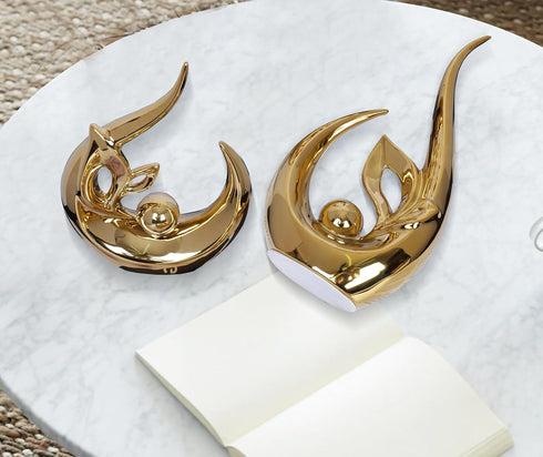 Dlfghos 2 PCS Gold Home Decor Accent Ceramic Statue Abstract Sculptures Centerpieces Mid Century Modern Decor