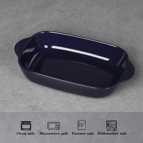 LEETOYI 2-Piece Ceramic Small Baking Dish, Porcelain Rectangular Bakeware with Double Handle, 7.5"×5" for Cooking and