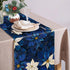 Poinsettia 13x108 Inch Winter Navy Blue Table Runner Christmas Floral Burlap Table Runners, Xmas Holiday Seasonal