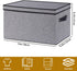 Fabric Storage Boxes, Medium Gray, 3 Pack, 15 x 9.8 x 8.3 Inch Baskets with Lids, Handles, Decorative Linen Organizers