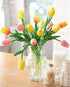 FiveSeasonStuff 15 Stems Real Touch Artificial Tulips, Lifelike Faux Flowers for Home, Weddings, Gifts & Spring Décor
