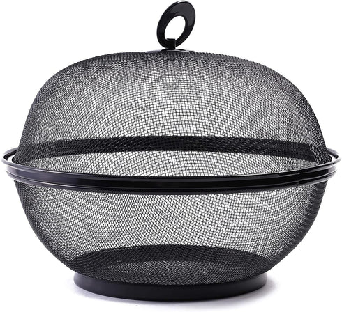 Juvale Black Mesh Fruit Baskets with Lids, 10 Inch Restaurant Kitchen Produce Containers, 2 Pack