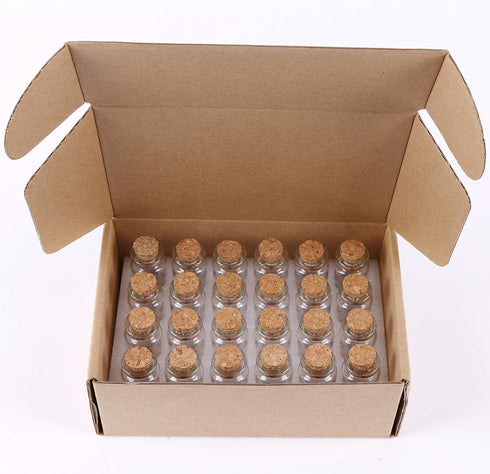 MaxMau 24PCS 10ml Glass Bottles Mini Vials with Cork Stoppers for DIY Decoration and Wedding Favors