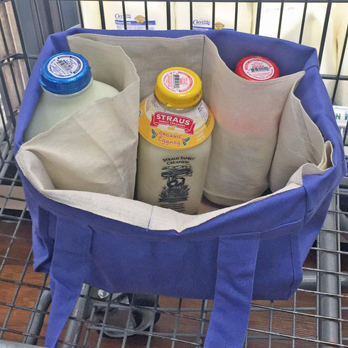 Simple Ecology Organic Cotton Deluxe Reusable Grocery Shopping Bag; Bottle Sleeves, Rigid Bottom Support (UPDATED