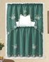 GOHD Cutwork Floral Kitchen Curtain Set, Swag Valance and Tier Set with Nice Embroidery on Faux Silk Fabric