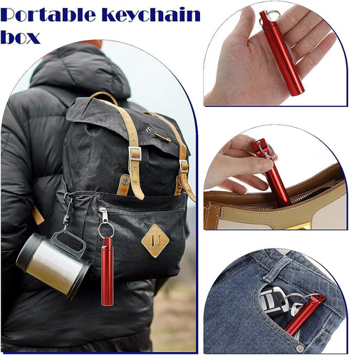 Portable Toothpick Holder 4PCs, Metal Dispenser, Pocket Waterproof Case with Keychain, Travel Purse Ear Wax Removal