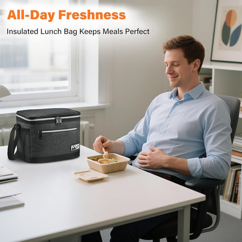 Tirrinia Insulated Lunch Box for Men/Women, Leakproof Lunch Bag for School Work, Charcoal Soft Cooler