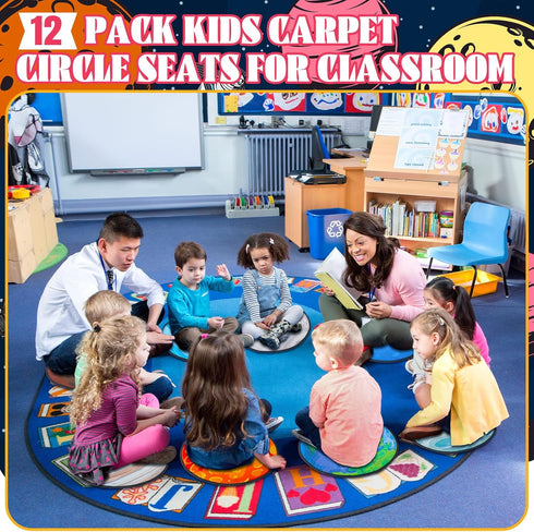 12 16 Inch Tinideya Pcs Kids Carpet Circle Seats for Class Round Classroom Rug Floor Cushions Soft First Day of School