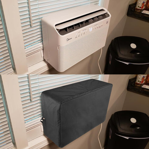 600D Outdoor and Indoor Air Conditioner Covers for U-Shaped Window Units, Adjustable Hook and Loop Straps, Dust-Proof