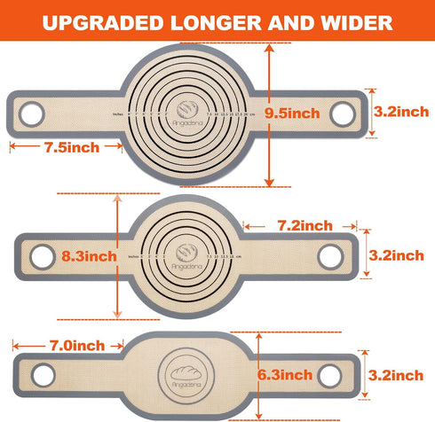 3 Size Sourdough Silicone Bread Sling - Oval and Round Non-Stick & Easy Clean Reusable Oval Silicone Baking Mat for dutch oven. With Long Handles Sourdough Bread Baking mat tools supplier Liner by Angadona