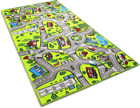 Amy & Delle w/14 32 60 Kids Rug Carpet Playmat, Pull Back Cars Included - City Life Learn, Have Fun Safe, Children's