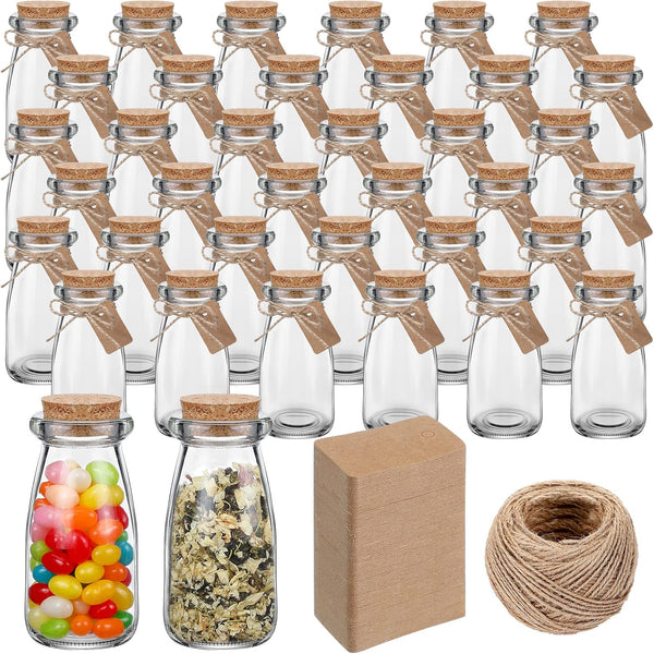 Sieral 48 Pcs 3.4 oz Mini Yogurt Jars Small Glass Bottles with