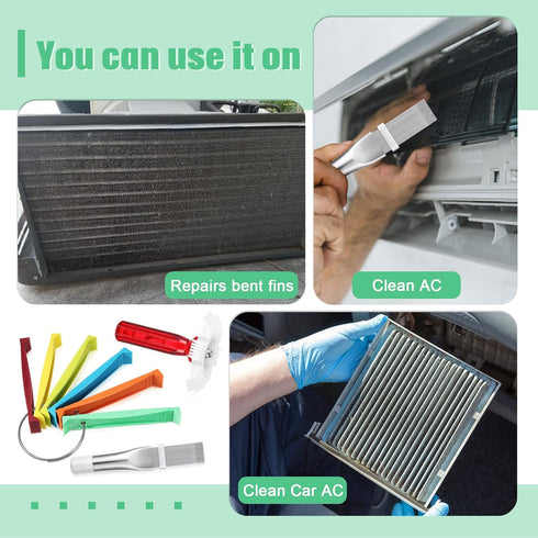 3 Pieces Air Conditioning Brush Set, Includes FCR6 Ring Fin Comb, Air Conditioner Fin Cleaner, Stainless Steel Fin