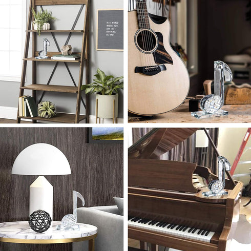 QFkris 5'' Height Crystal Eighth Note Figurines, Collectibles Glass Musical Sculpture Statue for Home Piano Guitar Gifts