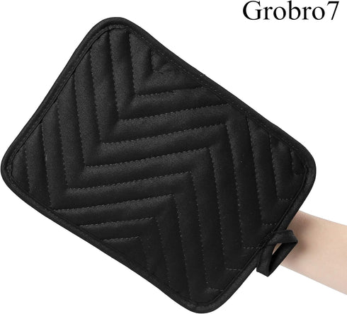 GROBRO7 5Pack Cotton Pocket Pot Holder Set, Kitchen Heat Resistant Hot Pads, Machine Washable Black Plain Trivet