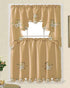 GOHD Cutwork Floral. Kitchen Curtain Set. Swag Valance and Tier Set. Nice Embroidery on Faux Silk Fabric with cutworks. (Bronze) by GOHD GOLDEN OCEAN HOME DECOR