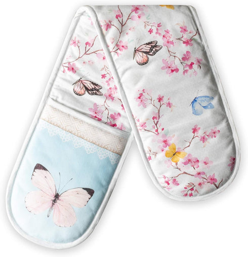 Maison d Hermine Blossom in Spring 100% Cotton Easter Double Oven Glove, Heat Resistant for Cooking & Baking