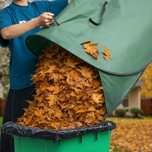 LFUTARI 150 Gallon Foldable Pop Up Leaf Collector, Leaves Pickup and Loader Bag, Lawn Portable Leaf Bags for Cleaning