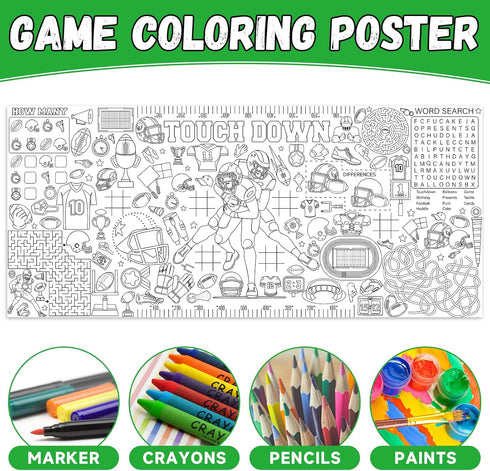 Naozinebi Football Giant Coloring Poster Football Large Versatile Activity Drawing Paper Coloring Tablecloth DIY Sport