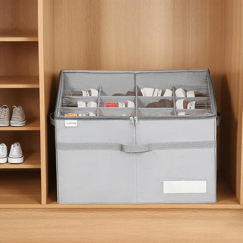 Closet, 16 LUVHOMEE Shoe Organizer for Fits Pairs, Large Shoe Box Storage Containers, Clear Foldable Shoe Storage Bins