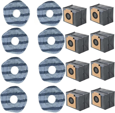 Vacuum Accessories For Eufy X10 Pro Omni Cleaner Robot-14 PCS (6 Mop Pads + 8 Dust Bag)