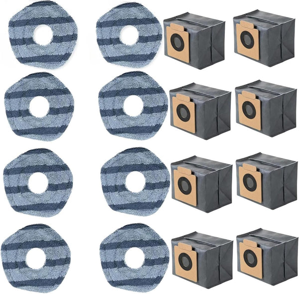 Vacuum Accessories For Eufy X10 Pro Omni Cleaner Robot-14 PCS (6 Mop Pads + 8 Dust Bag)