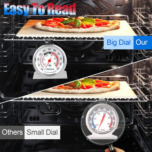 2 Pack Oven Thermometer, 50-300 C/100-600 F Instant Read Stainless Steel Kitchen Cooking Thermometer for Baking