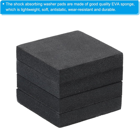 PATIKIL EVA Anti-Vibration Pads, 4 Pcs Shock Absorbing Washer Pads 2" x 2" x 0.4" for HVAC, Air Conditioner, Black