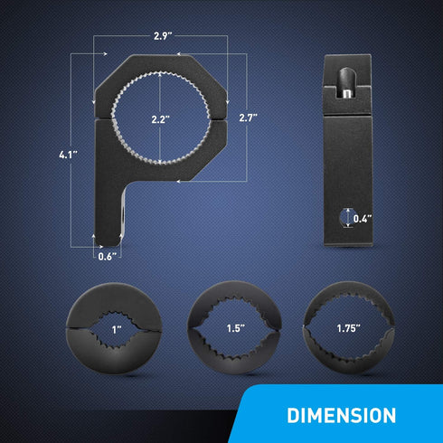 Nilight - 90020D 4PCS Mounting Bracket Kit for LED Off-Road Light, Horizontal Bar Tube Clamp, Black