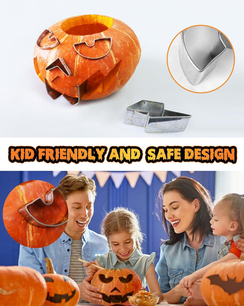 JUSTOTRY Pumpkin Carving Kit with Hammer, Safe for Kids, Durable Stainless Steel Non-knife Tools, 23 PCS