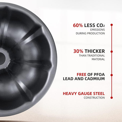 KITESSENSU 9 inch Non-Stick Cake Pans, 12 Cups Premium Fluted Heavy Duty Carbon Steel Tube Baking Mold