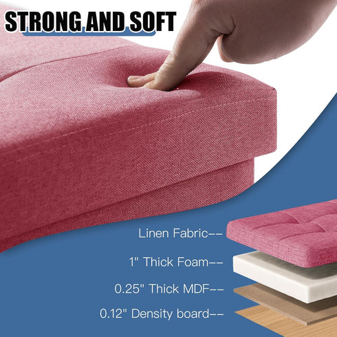 15 Inches BRIAN & DANY Ottoman with Storage, Square Small Storage Ottoman Foot Rest with Legs, Ottomans Foot Stool