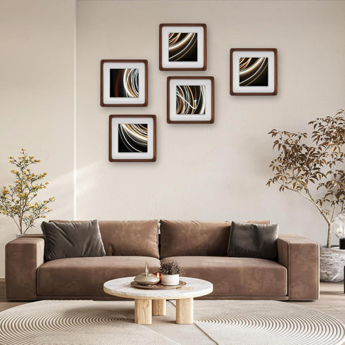 6x6 4x4, Square Picture Frame in Natural Walnut Wood, Solid Wooden Frames matted to Gallery Frames for Wall Mount