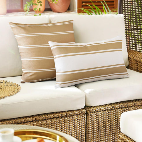 OTOSTAR Outdoor Decorative Pillow Covers, 12x20 Inch Waterproof Garden Throw Pillow Covers, Pack of 4 Light Coffee