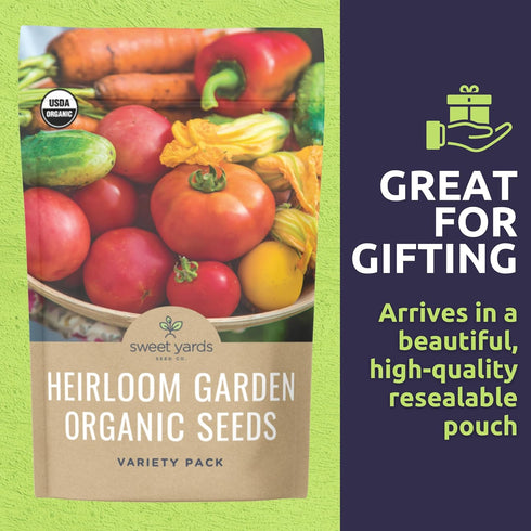 Pack 10 Packs 2026 Organic Heirloom Garden Seeds Variety - Individual - Season - Cherry Tomatoes, Spinach, Squash