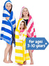 3-10 30"x50" 100% Premium Large Hooded Beach Towel for Kids Aged | Drawstring Carry Bag Included | Size | Classic