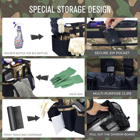 Wearable Cleaning Caddy with Handle & Shoulder Straps, Organizer Bag for Housekeepers, Under Sink Cleaning Tool